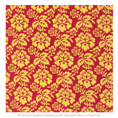 Floral design by William Stirling and Sons from National Museums Scotland Turkey red Collection totalling 40,000, made in Dunbartonshire, Scotland.